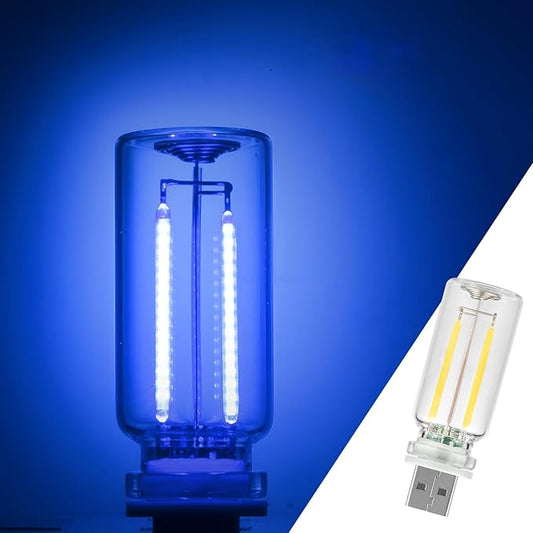 1 Pack Car LED Lights Interior, USB Light for Car Decor & Bedroom, Touch Dimmable Ambient Lighting, Mini Glass Bottle Night Light for Camping Gifts-Blue