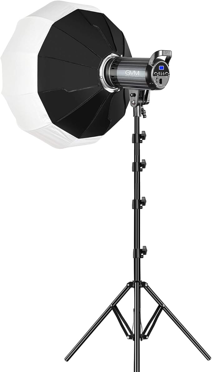 Bi-Color LED Video Light, GVM 100W Photography Lighting with Bowens Mount, APP Control System, Lantern Softbox Video Lighting Kit for YouTube Outdoor Studio, Dimmable 3200K-5600K, CRI 97+