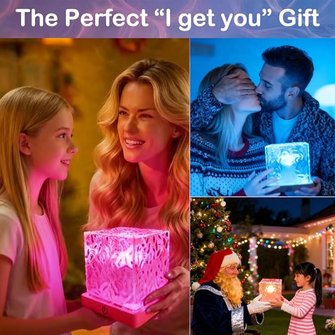 Rechargeable Shower Lamp for Inside Shower - Bathroom Bathtub Ocean Wave Projector Light-Cordless Battery Operated Water Ripple Light Underwater-Mood Lighting-Valentine's Day Gifts