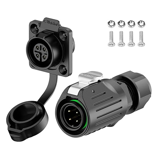 EW-LP16 Industrial Waterproof Connector IP68 Quickly Plugging Aviation Connector PBT Plastic Shell Circular Connector Fast Release Electrical Connector M16 2-9 Pin Flange Socket (4 Pin)