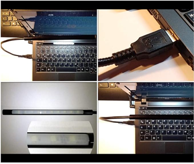 DZYDZR Keyboard Light Laptop Lamp USB LED 5V 1W 10 LED Long Gooseneck Touch Dimmer Lamp (Black)