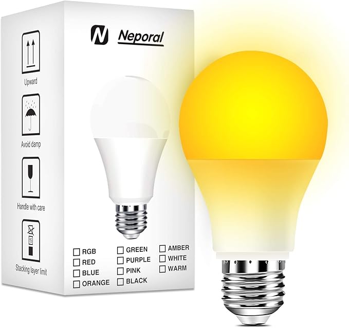 Neporal Amber Light Bulbs 9W, Soft Warm Sleep Light Bulbs 60W Equivalent, Blue Light Blocking Amber Night Light 1800K, Bedtime Light Bulb for Healthy Sleep,1Pack