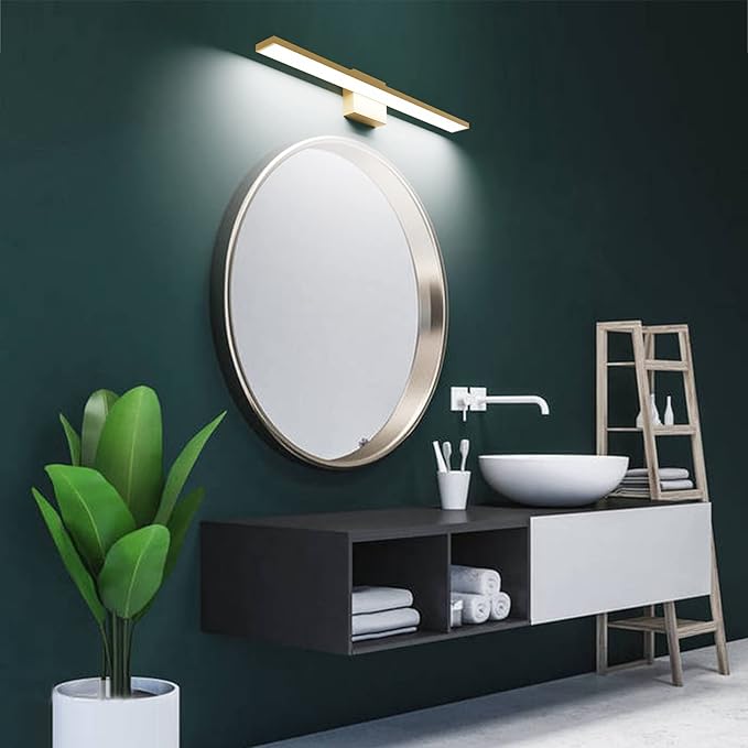 Ralbay 24inch Modern Gold Bathroom Vanity Light 20W Frosted Aluminum Modern LED Gold Bathroom Light Fixtures White Light 6000K