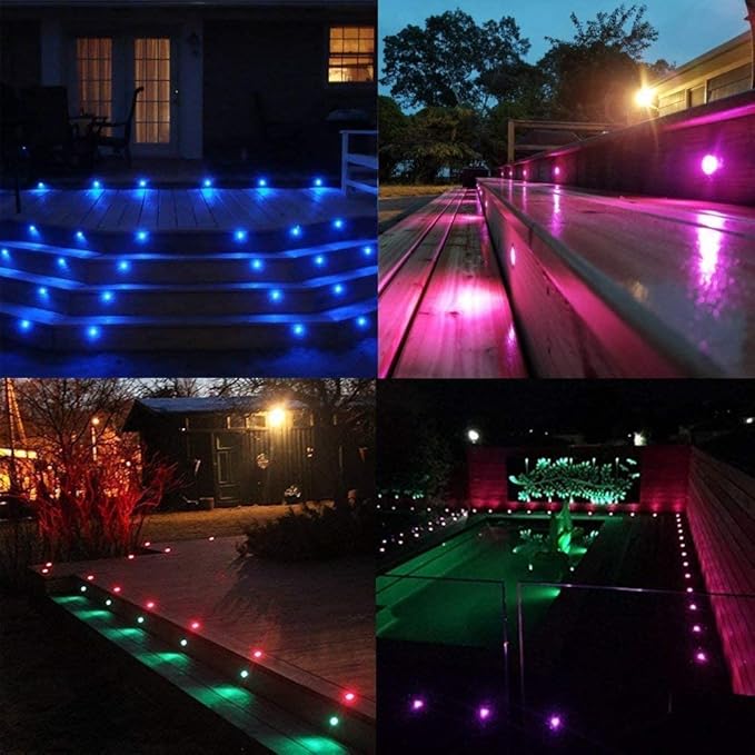 LED Deck Lights 0.7" Tiny Deck Driveway Light Dock Path Step Road Light Outdoor and Indoor Decoration Security Lighting (RGB, 6pcs)