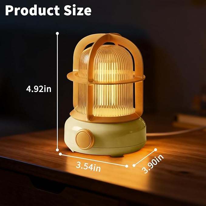 Cute Camping Lantern with Adjustable Dimming & USB-C Charging, Desk Decor for Bedroom, Indoor Outdoor Adventures & Emergency Use Gift, Retro Atmosphere Lamp for Bar (Yellow)