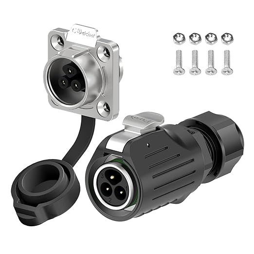EW-LP16 Industrial Waterproof Connector IP68 Quickly Plugging Aviation Connector Anti-Interference Circular Connector Fast Release Electrical Connector M16 2-9 Pin Flange Socket (3 Pin)