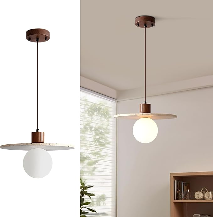 Wabi Sabi Pendant Light 7.9" Small Japandi Natural Stone Pendant Lights Nordic Marble Hanging Light for Kitchen Island Dining Room Island