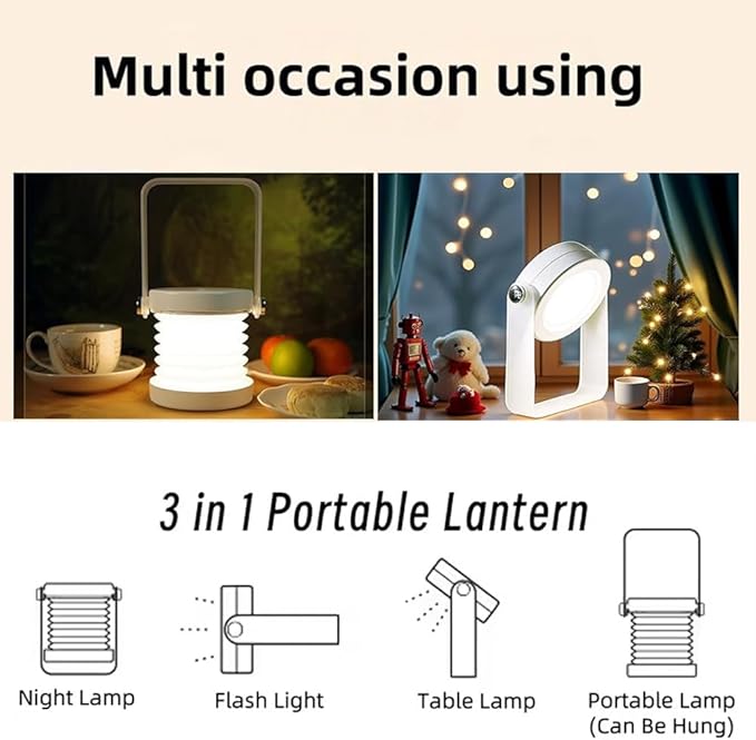 Cordless Rechargeable Lantern Table Lamp | Easy Touch Button Operation Control Dimmable 3 Level Brightness Night Light for Reading, Outdoor Camping (Transparent Frosted Lantern Light)