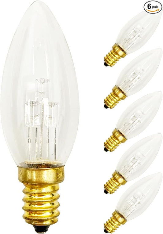 6 Pack C26 LED Replacement Bulbs,3V Clear Torpedo Tip Light Bulbs,E12 Candelabra Light Bulbs Soft White Glass Light for Battery Operated LED Window Candle Lights, Christmas Decor