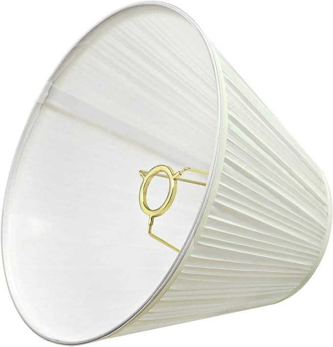 Aspen Creative 59126A Transitional Empire Shape Uno Construction Lamp Shade in Pleated Cotton White, 6" Top x 12" Bottom x 9" Slant Height