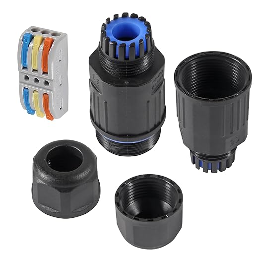 6pcs Upgraded Junction Box Outdoor Waterproof IP68, CDF 3P 3Pole Wire Connector, Replaceable Lever Wire Connectors for AWG 28-12, Quick Screwless Installation Black (3PIN)