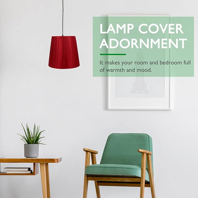 Lamp Shades Cloth Lamp Shade, Pleated Lamp Cover Clip on Lampshade Table Lamp Chandelier Shades for Home (Red) Vintage Decor