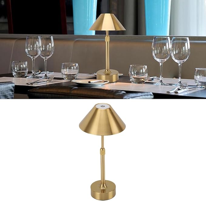 Garosa Cordless Table Lamp Dimmable Rechargeable Battery Powered Lamp with Telescopic Pole, 3 Colors, Iron for Indoor Outdoor