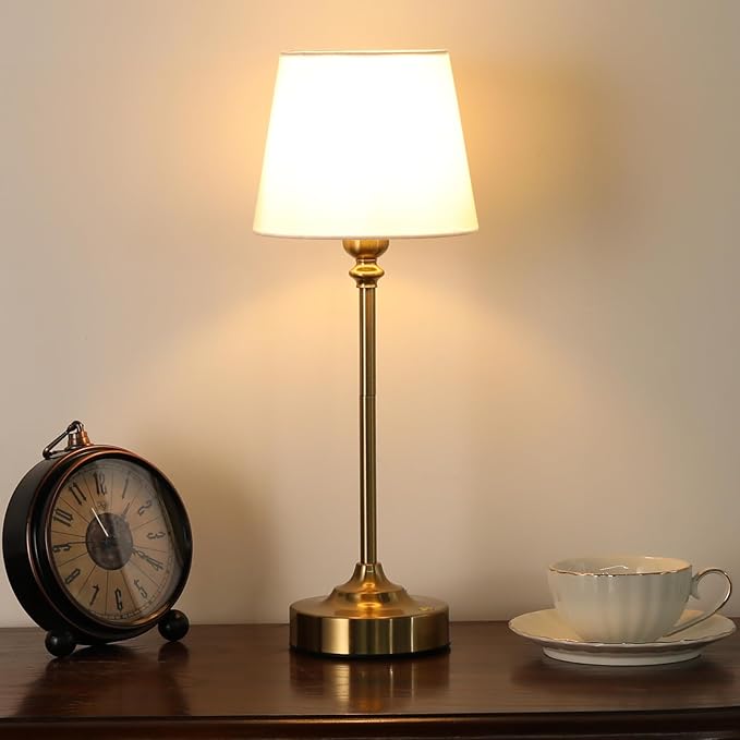 Cordless Table Lamp Rechargeable Gold - 1 Pack Brass 4000mAH Battery Operated Lamp for Decor, 3000K Stepless Dimming Touch Control Wireless Lamp for Bedroom, Dining Table, Counter, Living Room