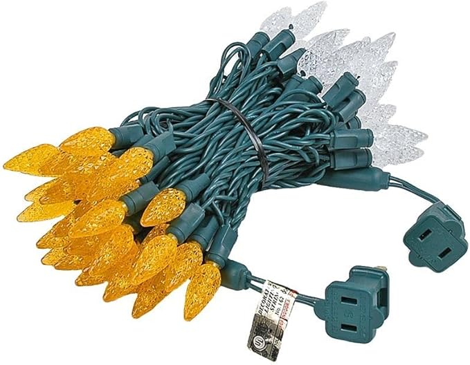 Novelty Lights 24FT 70 LED C6 Christmas String Lights, Outdoor Tree Commercial Grade LED Lights, Permanent Christmas Decorations (Orange/Pure White)
