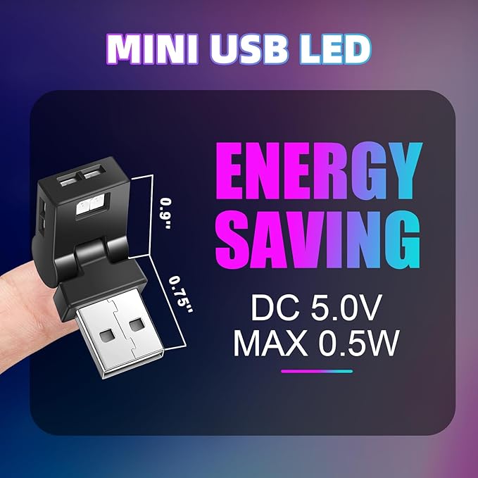 Frienda 4 Pcs Mini USB LED Light Car LED Interior Lighting 5v RGB Portable Ambient Lighting Adjustable 8 Color and Brightness Smart USB Night Lamp for Cars Laptop Keyboard Atmosphere, Type A