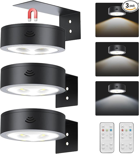 LED Picture Light Wireless Battery Operated Poster Light,Remote Control Painting Lights,Timer and Dimmable Art Light for Wall,Magnetic Accent Display Wall Light for Artworking,Wall Decor Puck Lights