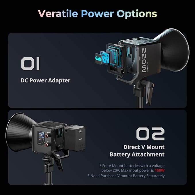 SMALLRIG RC 220D Pro 220W COB Video Light, Daylight Continuous Output Light 5600K, CRI 95+, Modular Body Design Bowens Mount Light, Support 3 Power Supply Methods, App Control for Photography