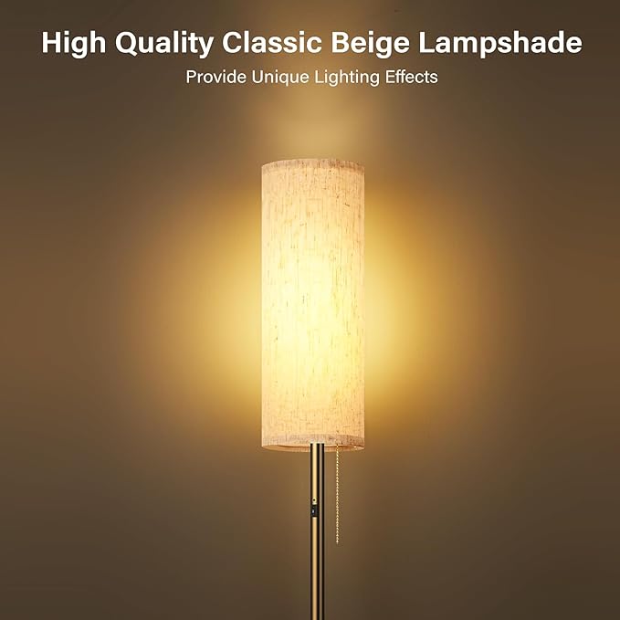 Cordless Floor Lamp for Living Room, with 3 Color Temperature and Pull Cord Switch, 8000mAh Battery Operated Portable Rechargeable Modern Standing