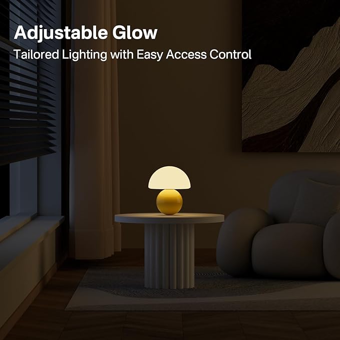 Mushroom Lamp Desk Lamp for Bedroom,Table Bedside Small Lamps for Living Room,Mushroom Decor Cute Mini Modern Mid Century Lamps for Night Stands,Aesthetic Home Living Room Decor(Yellow)