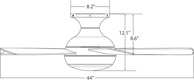 WAC Lighting F-034L-MB Odyssey 44" Hugger Ceiling Fan with LED Lights & Remote, Matte Black