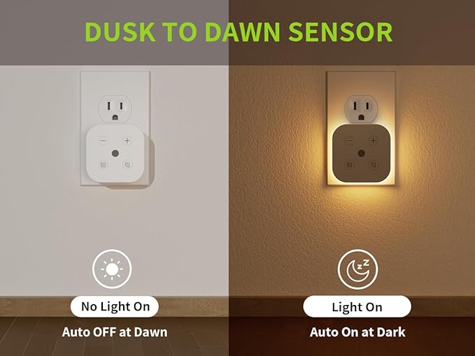 2 Pack Very Dim Sleep Night Lights Plug into Wall, Sleep Light for Kids and Adult, Bedroom Night Light, Light Sensor, LED, Dimmable, Warm Soft Light Plug in Night Light