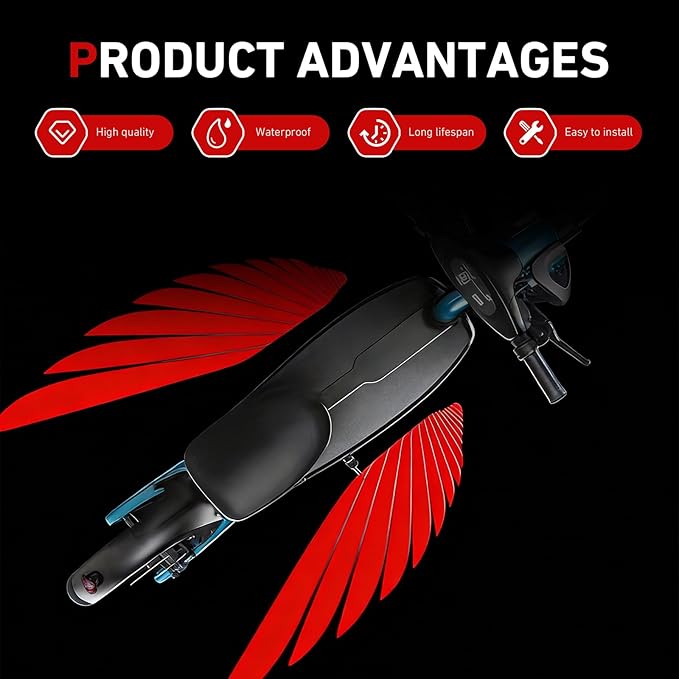 2 PCS Motorcycle LED Projection Lights, Wing Pattern Exterior Decor Lights, Vehicle Ground Projection Lamp for Motorcycle, Universal for Most Motorcycles (Red)
