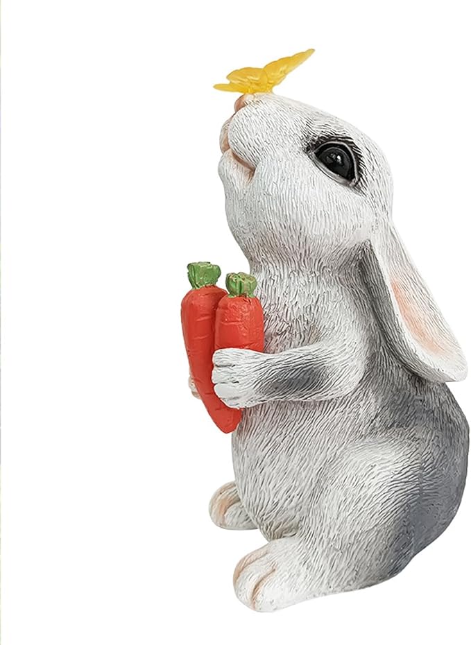 Easter Decoration Bummy Lamp for Table Top Decor Solar Light Animal Statue for Garden Art Home Decor Cute Rabbit Carrot Ornament Party Gift