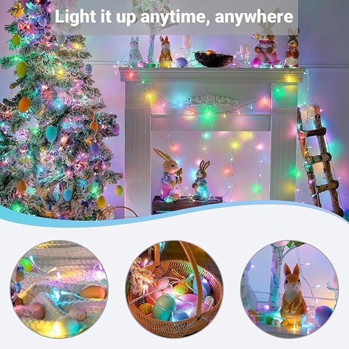 LAMPHOME 165FT 500 LED Colourful String Lights, 16 Modes Timer Clear Wire Fairy Lights, Waterproof Connectable Plug in Twinkle Lights for Indoor Outdoor Easter, Christmas, Wedding Party Decorations