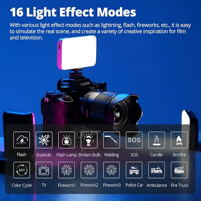 AMBITFUL A3 Full Color RGB LED Mini Light, Built-in FX Effects,350LX(0.5M,5500K) RA/95 TLCI/97,2800-6800K LED Video Light Panel with Mobile APP Control (White)