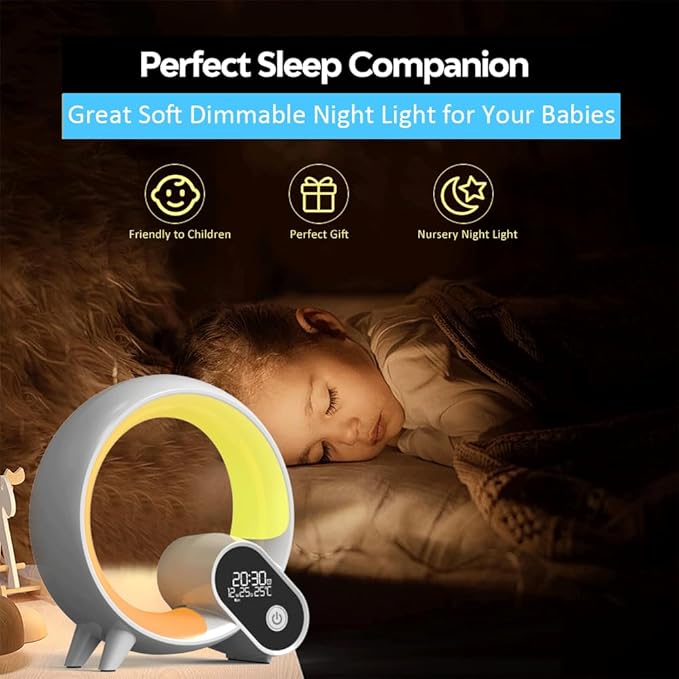 Wake Up Light, Smart Sunrise Alarm Clock for Kids Baby Sound Machine with 15 Soothing Sounds Bluetooth Speaker Night Light with Snooze,Timer, App, Remote Control Bedside Lamp for Bedroom Gifts