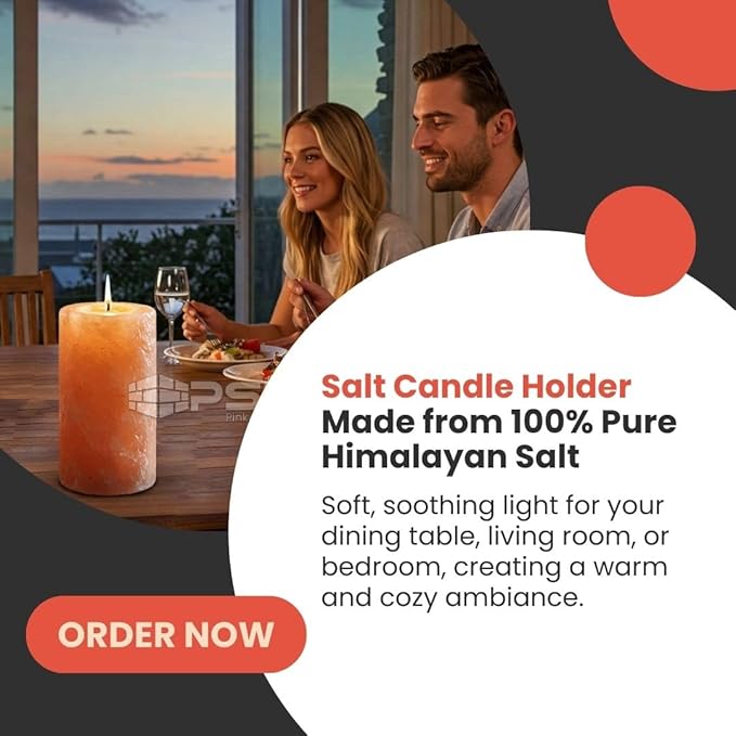 Himalayan Pink Salt Candle Holder 4" — Hand-Carved Crystal Salt Lamp for Spa, Meditation & Air Purifying