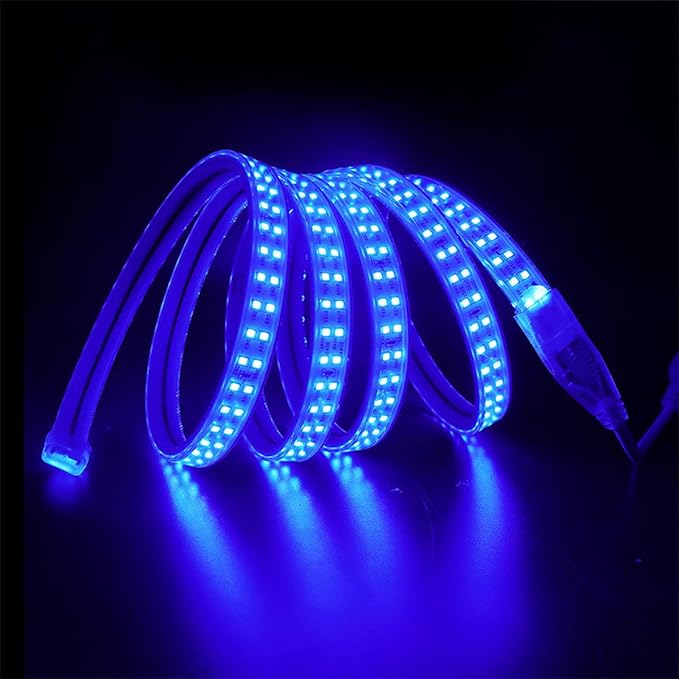 SUYOOULIN LED Strip Lights, High Voltage AC110V-130V 50ft/15m Super Bright 60000LM Waterpoof IP68 2835 180 LEDs/m LED Light Strips for Home Garden Outdoor Decoration(Blue)