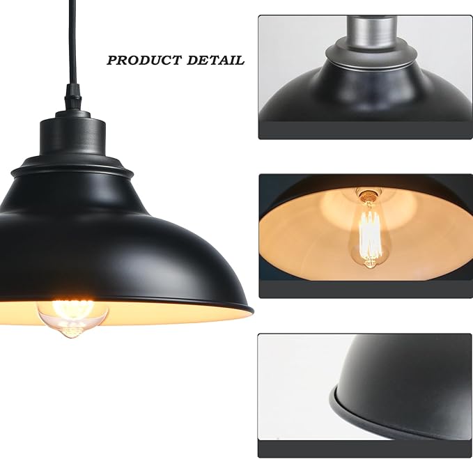 Black Pendant Lights Kitchen Island Farmhouse Pendant Lights Modern Hanging Pendant Light for Dinning Room Living Room Bedroom Bar