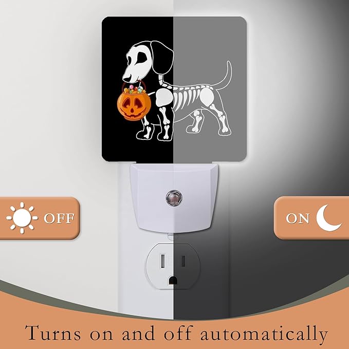 Night Light,Halloween Dachshund Dog Night Lights Plug into Wall for Boys Girls Bedroom Decorative Half Round Nightlight Led Lamp 0.5W Sleep Friendly