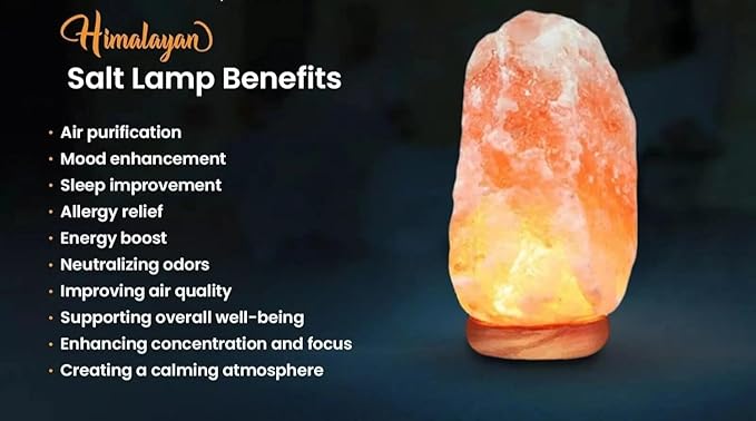 Large Himalayan Salt Lamp with Extra Bulb – Natural Salt Rock Lamp for Spa Decor & Home – Hand Carved Salt Lamp