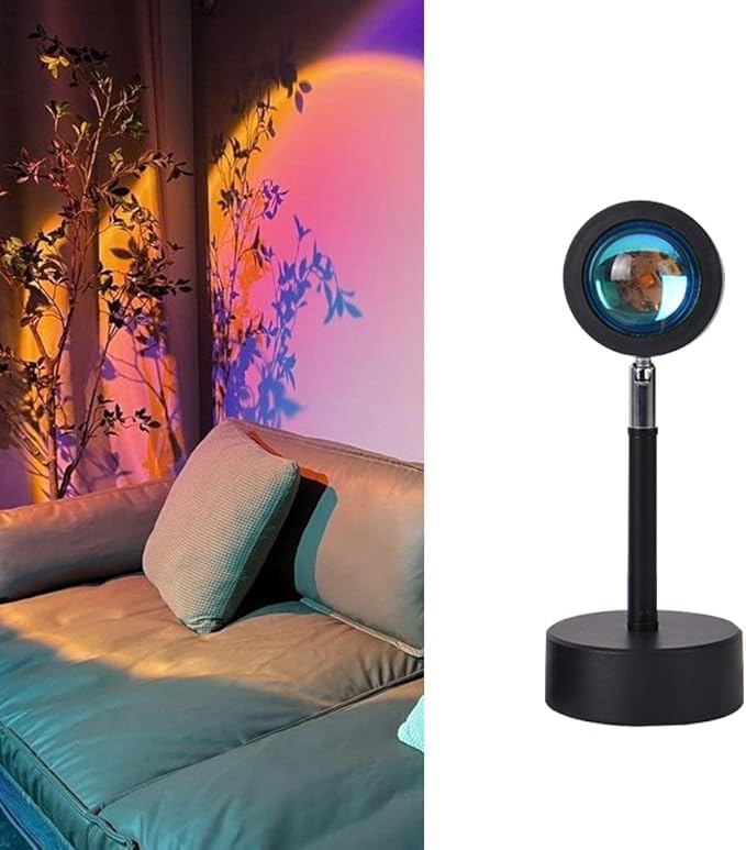 Eternal Sunset Projection LampRomantic Display in Party Bedroom Living Room, Sunset Projector for Living Room Bedroom Hotel Restaurant Decor Live Stream Ins Photography TikTop (Rainbow)