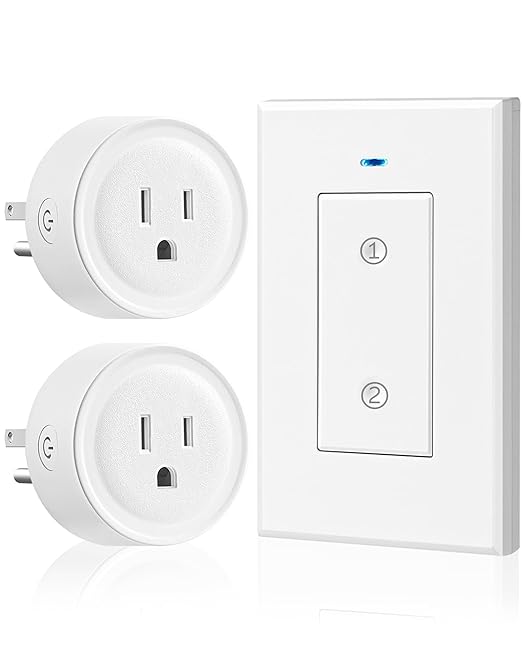 Remote Control Outlet WILAWELS Wireless Light Switch, 2 Pack Expandable and Removable Remote Outlet Switches for Christmas Light, Lamp, Appliance, FCC Listed, 1 Controller for 2 Outlets W05RC1206