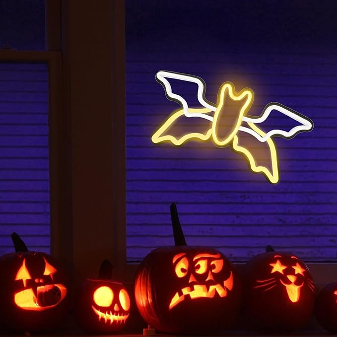 Halloween Neon Sign,Halloween Flying Bat Neon Light Sign with Adjustable Speed,for Wall Decor Bedroom Home Decor Bar halloween LED Decoration Light