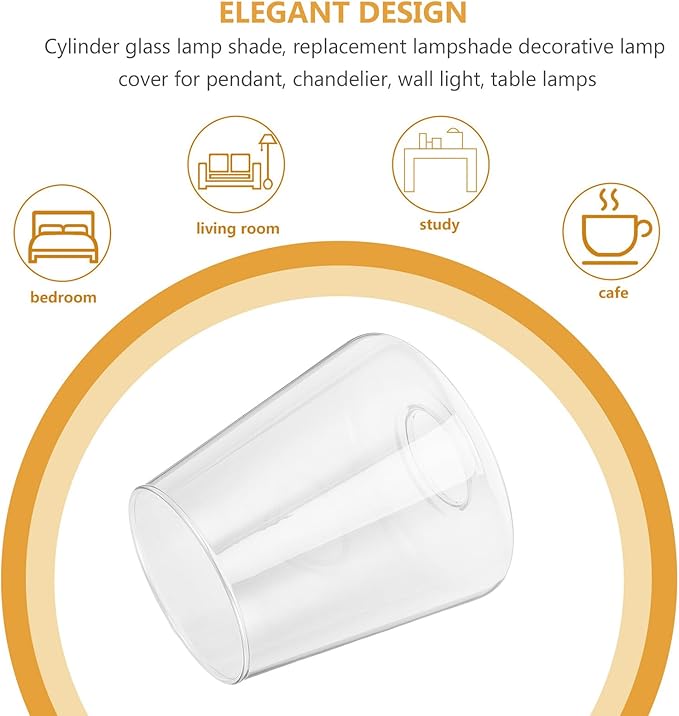 DOITOOL Cylinder Glass Lamp Shade Replacement for Sockets Clear Cylinder Glass Cover for Pendant Chandelier Wall Sconce Table Lamps Soft Glow Diffusion Compatible Lighting Accessory