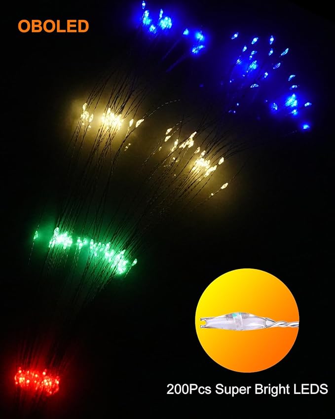Solar Firework Lights Outdoor Waterproof 2Pcs 200 LED with 8 Modes DIY Stake Landscape Light for Outside Garden Yard Pathway Party Decor Christmas Decoration Solar Starburst Lights Colorful