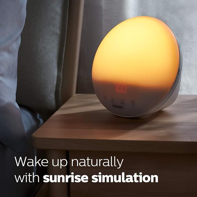 Philips SmartSleep Wake-up Light,Colored Sunrise and Sunset Simulation,5 Natural Sounds,FM Radio & Reading Lamp,Tap Snooze,HF3520/60,(Pack of 3)