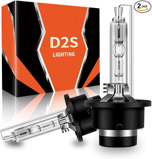 D2S Headlight Bulbs, 35W 6000K Cool White Xenon Headlight Bulbs 85122 66240 66040 66240CBI Replacement,D2S/ D2R High Low Beam IP67 Design with Metal Stents Base