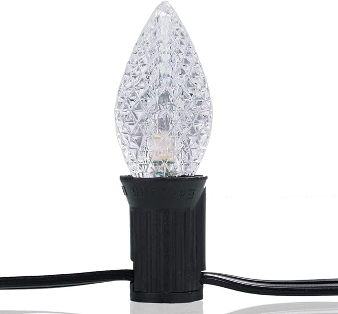 Minetom 50 Pack C7 Led Replacement Light Bulb, C7 Shatterproof Christmas Led Bulbs for Christmas String Lights, E12 Candelabra Base, Commercial Grade Dimmable Holiday Bulbs, White