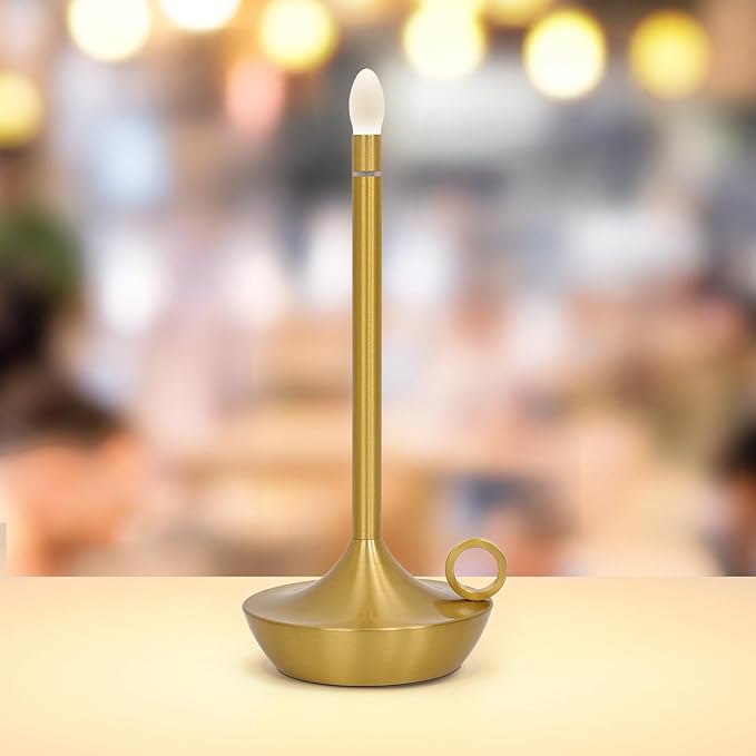Cordless LED Table Lamp, Portables Lamps, Rechargeable Battery Table Lamps,Stepless Dimming Table Lamps for Dining Room, Bedroom, Bedside, Night Light, Balcony, Outdoor,Coffee,Bar (Gold)