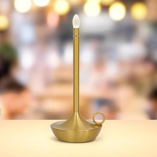 Cordless LED Table Lamp, Portables Lamps, Rechargeable Battery Table Lamps,Stepless Dimming Table Lamps for Dining Room, Bedroom, Bedside, Night Light, Balcony, Outdoor,Coffee,Bar (Gold)