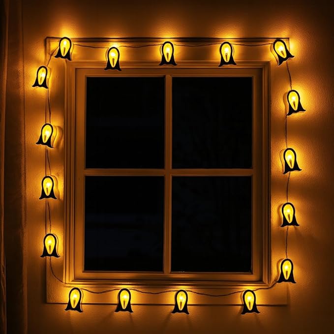 KEPATO Halloween String Lights, 9.8 FT 20 LED Spooky Ghost Decorative Lights for Indoor Outdoor Halloween Party Yard Porch Decor