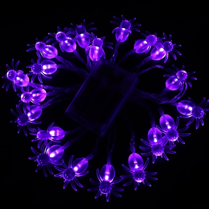 KEPATO Halloween String Lights 10Ft 20 LEDs Battery Operated Outdoor Decorations Lights Spider Lights for Halloween Party Decor
