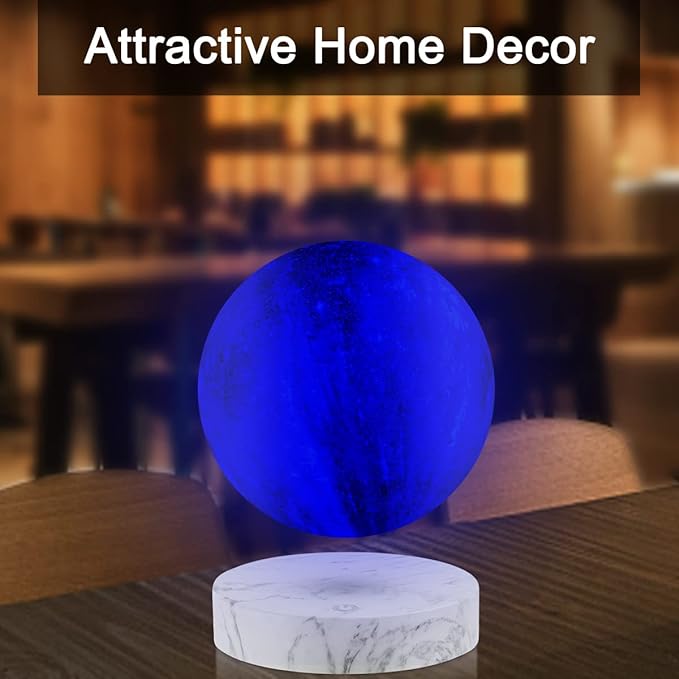 VGAzer Levitating Moon Lamp,Floating and Spinning in Air Freely with 3D Printing LED Moon Light Has 16 Colors 20 Modes for Unique Christmas Gifts,Room Decor (Marble Base 16 Colors Galaxy Moon)