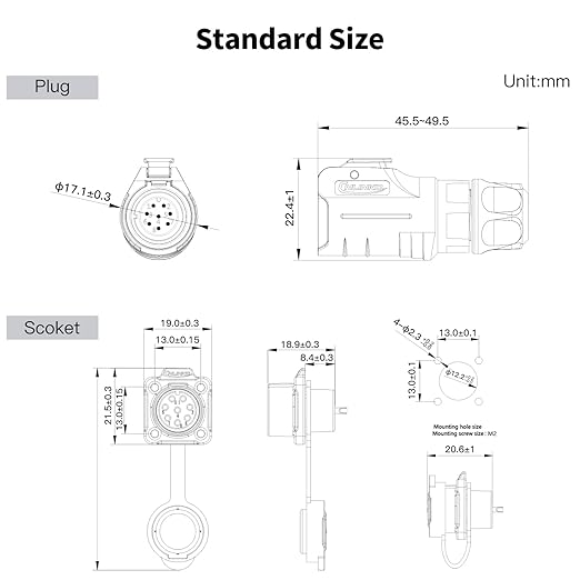 CNLINKO LP-12 8 Pin Connector IP68 Waterproof Circular Electrical Plug for Outdoor Equipment Solar Industrial Machinery DC 12V Flange Mount Metal-Reinforced Kit (8-Pin)